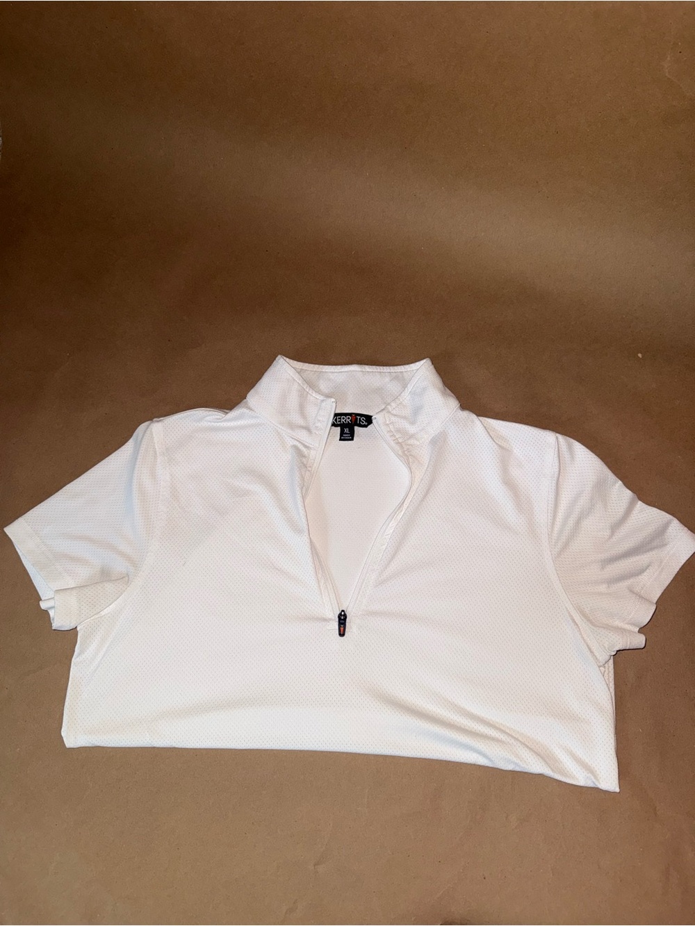 Kerrits White Short-Sleeve Half-Zip Riding Shirt